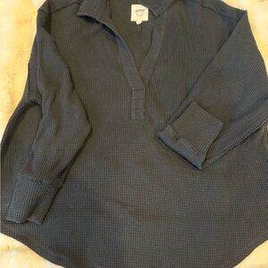 Aerie Black Waffle Knit Long Sleeve